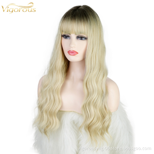 Vigorous wholesale synthetic wig vendor ombre long and bob blonde curly wave hair wigs for white women cosplay party wigs